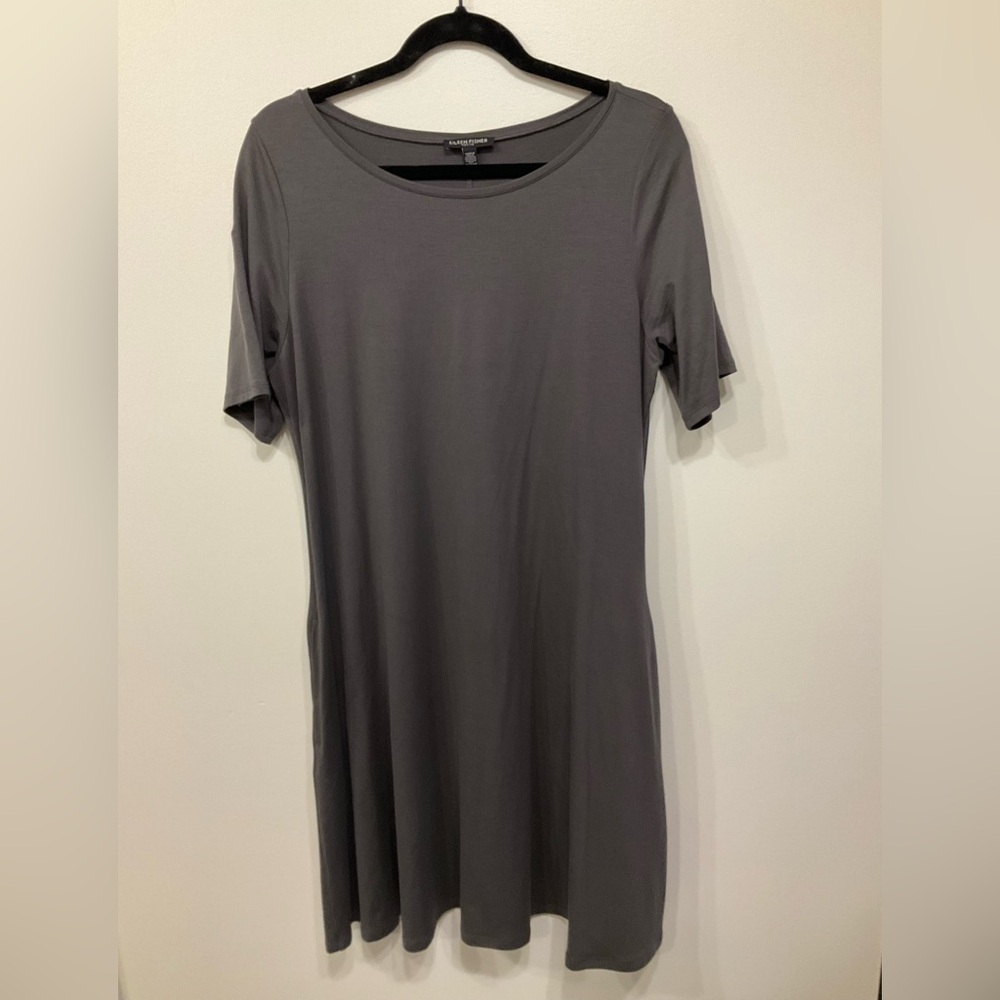 Eileen Fisher Dark Gray Petite Shirt Dress Sz PL Lyocel